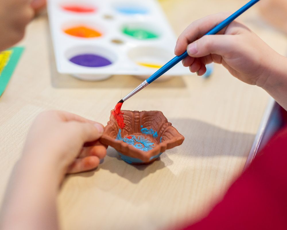 close up photo of a student paiting